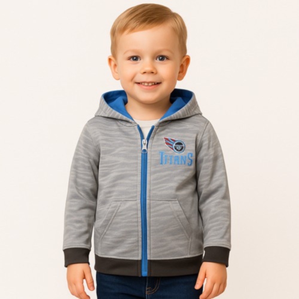NWT NFL Tennessee Titans Toddler Gray Camo Full Zip Hoodie Size 4T